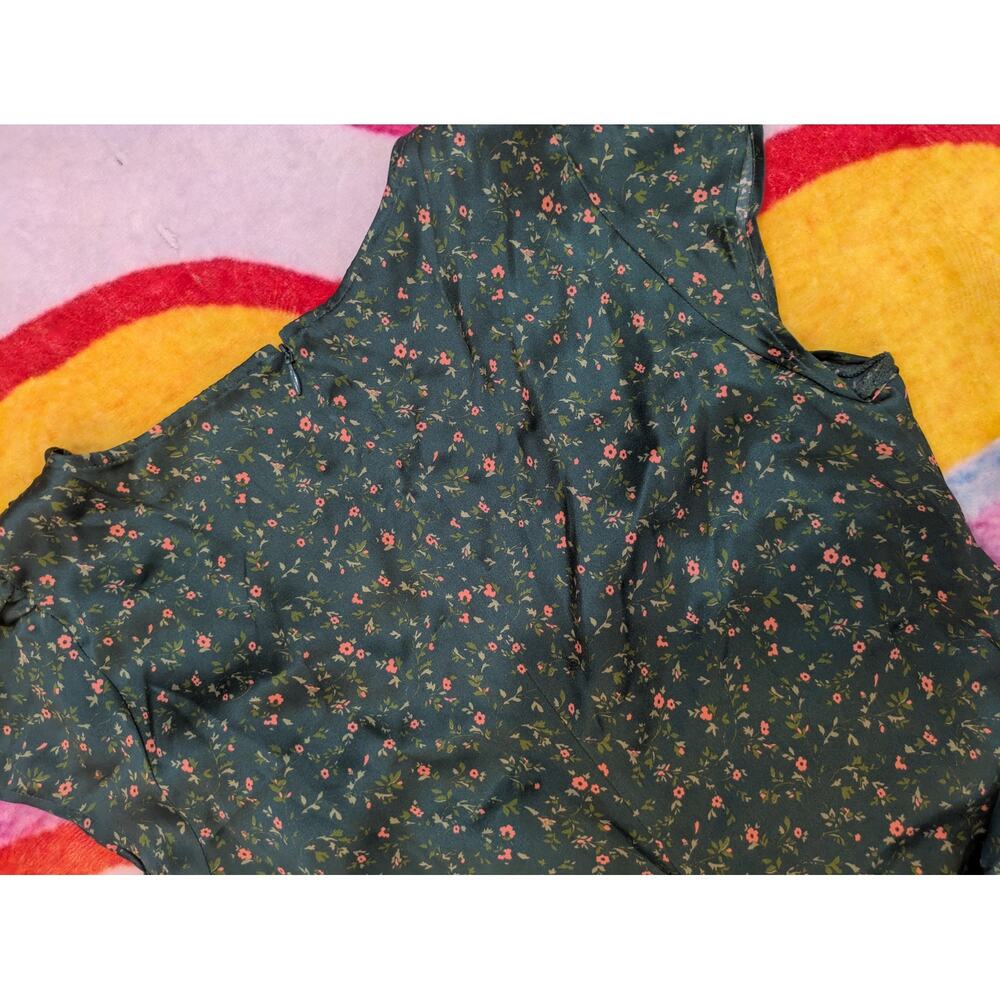 Reformation Kaye Silk Green Floral Dress Size 8 - Picture 8 of 9